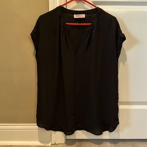 Philosophy women’s size XL black dress shirt with cuffed sleeves and v neck